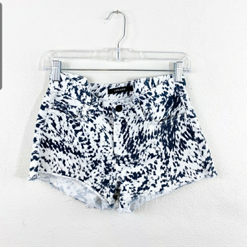 J Brand black and white denim shorts